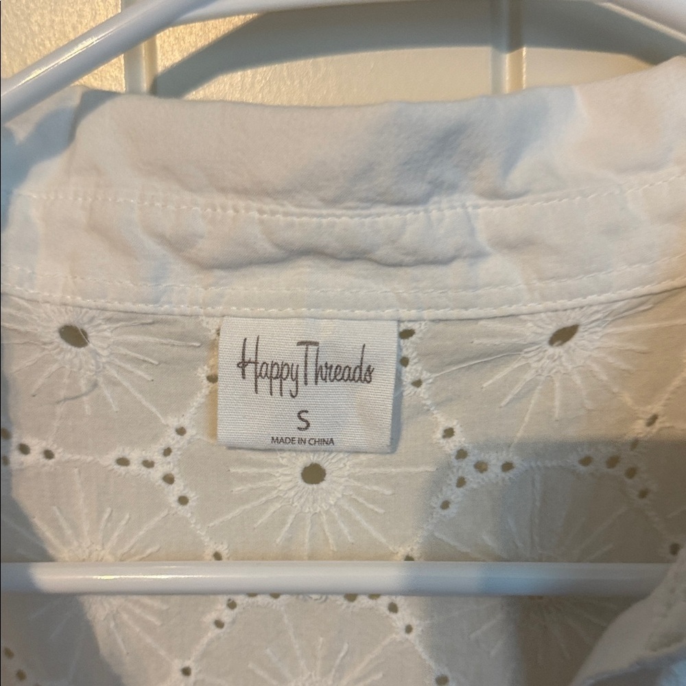 White Eyelet Button-Down Dress - Picture 2 of 5